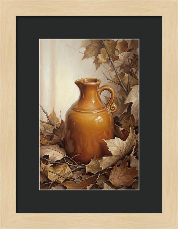 Maple Syrup Pitcher Among Leaves