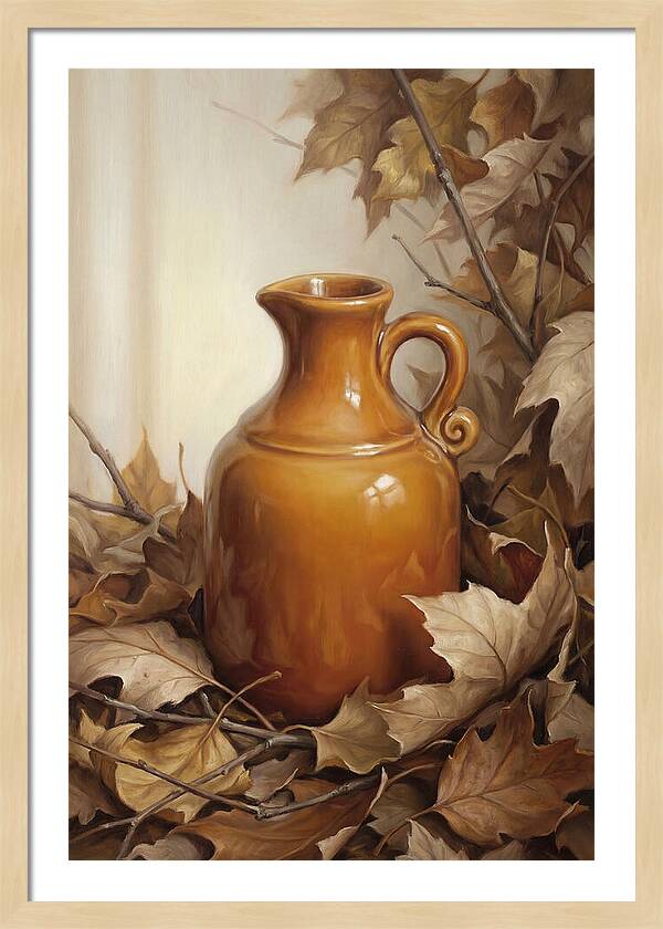 Maple Syrup Pitcher Among Leaves