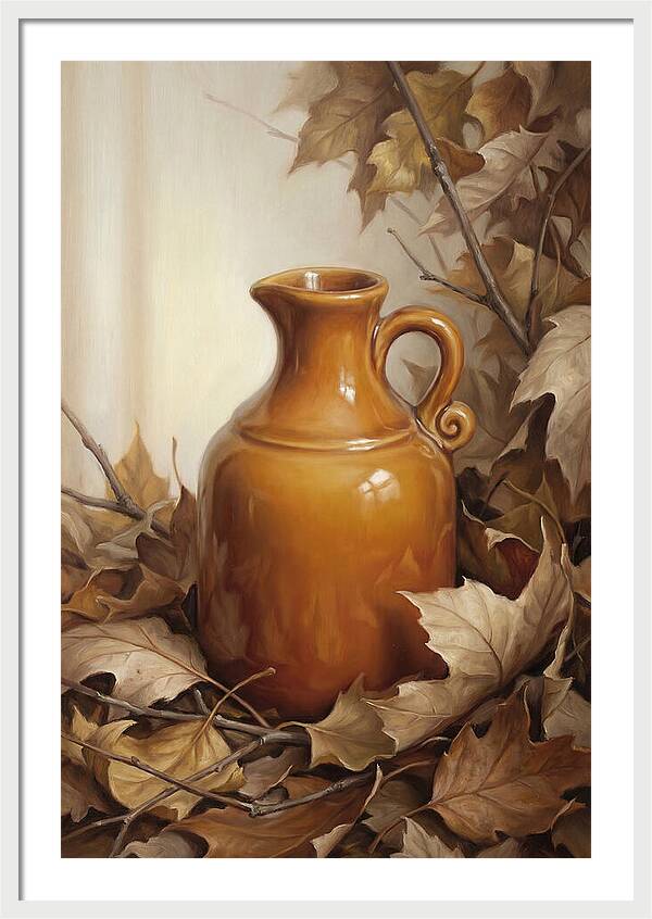 Maple Syrup Pitcher Among Leaves