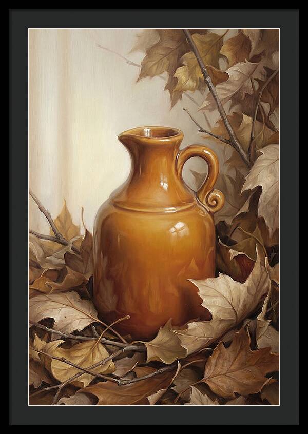 Maple Syrup Pitcher Among Leaves