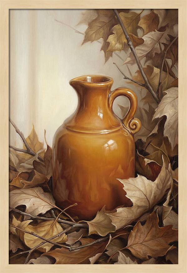 Maple Syrup Pitcher Among Leaves