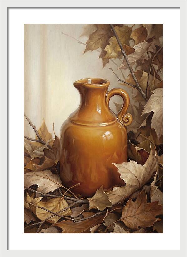 Maple Syrup Pitcher Among Leaves