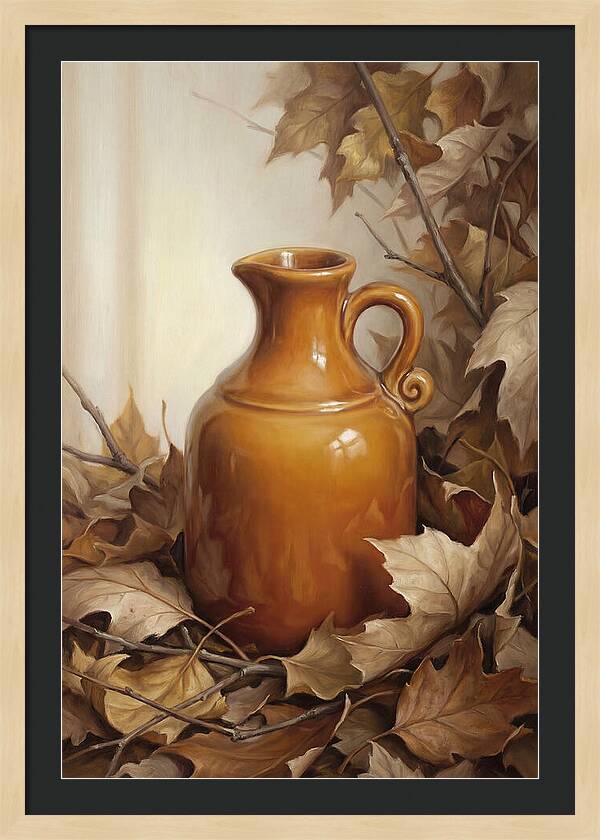 Maple Syrup Pitcher Among Leaves