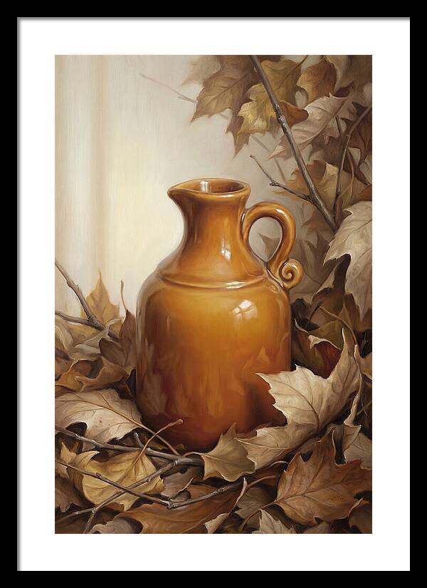 Maple Syrup Pitcher Among Leaves