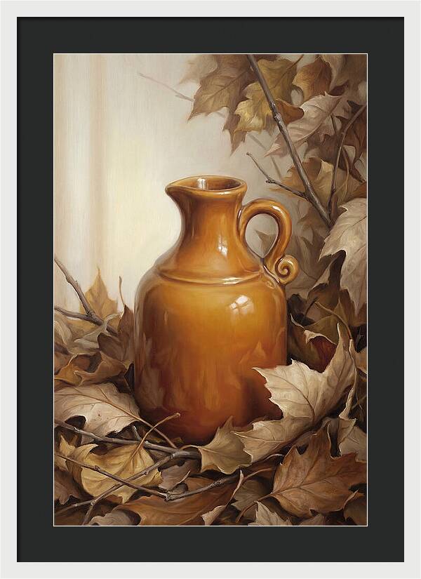 Maple Syrup Pitcher Among Leaves