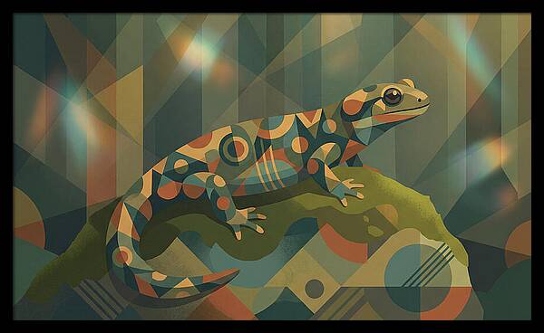 Marbled Salamander On Mossy Rock
