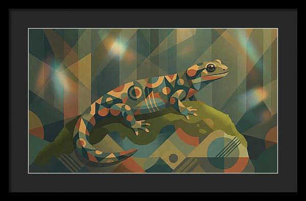 Marbled Salamander On Mossy Rock