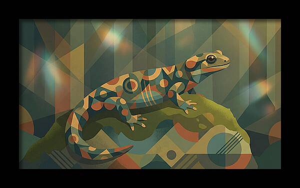 Marbled Salamander On Mossy Rock