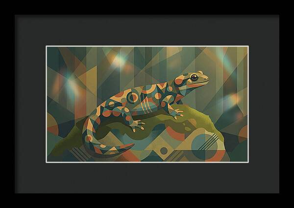 Marbled Salamander On Mossy Rock