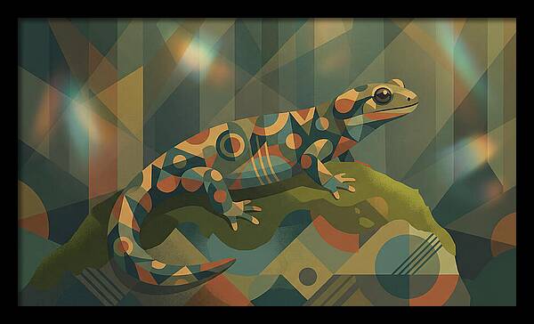 Marbled Salamander On Mossy Rock