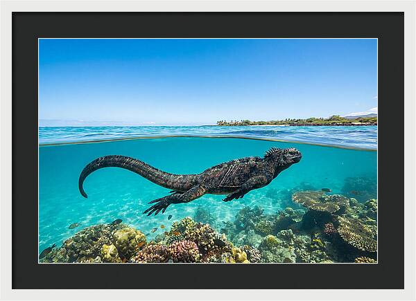 Marine Iguana Swimming Gracefully