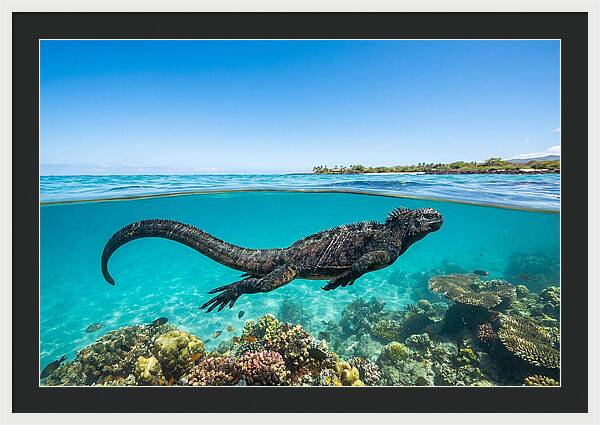 Marine Iguana Swimming Gracefully