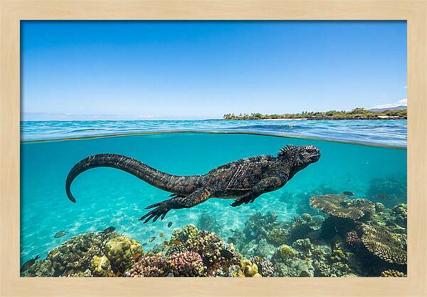 Marine Iguana Swimming Gracefully