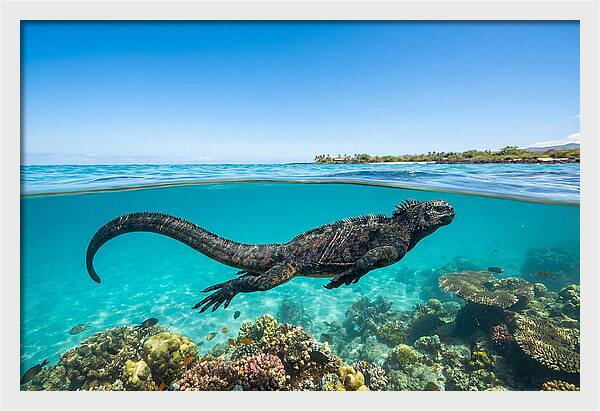 Marine Iguana Swimming Gracefully
