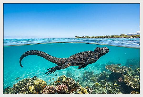 Marine Iguana Swimming Gracefully