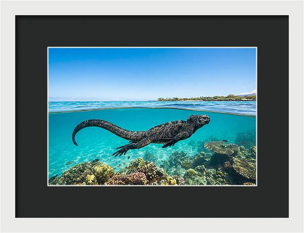 Marine Iguana Swimming Gracefully