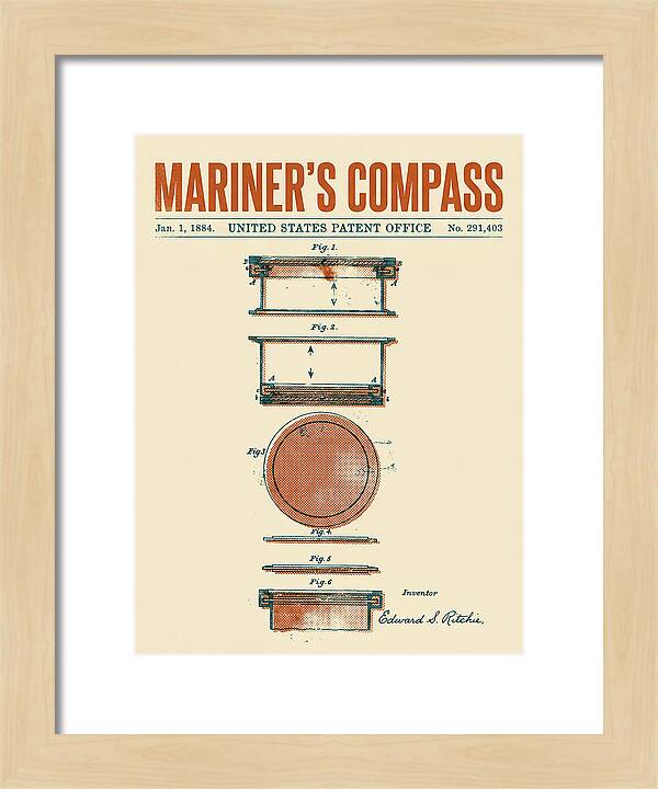 Mariner's Compass Retro Patent Us291403