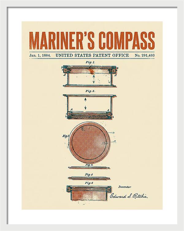 Mariner's Compass Retro Patent Us291403