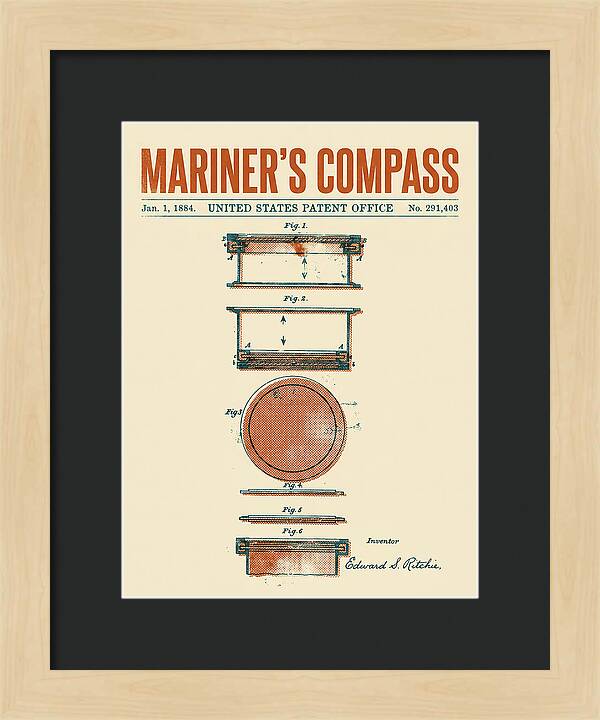 Mariner's Compass Retro Patent Us291403