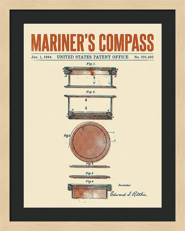 Mariner's Compass Retro Patent Us291403