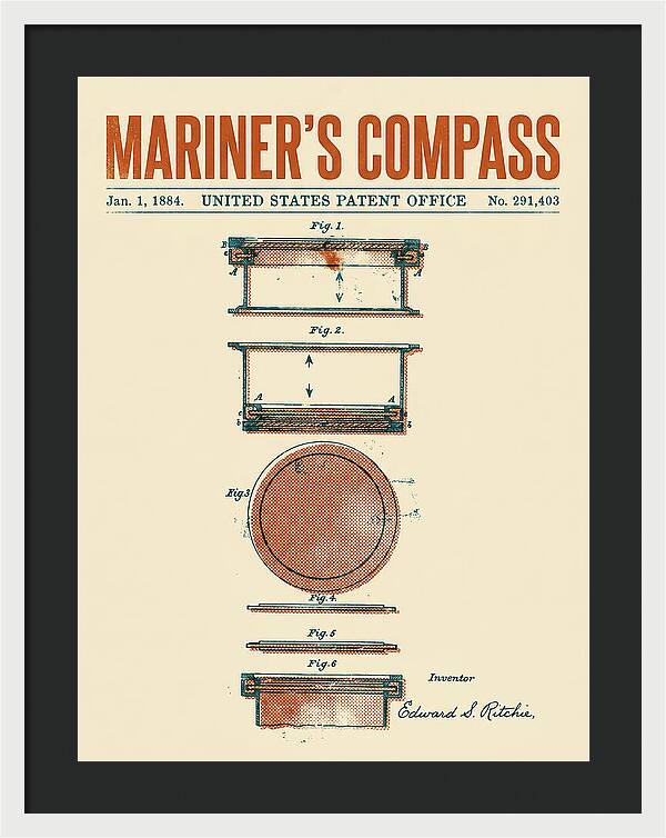 Mariner's Compass Retro Patent Us291403