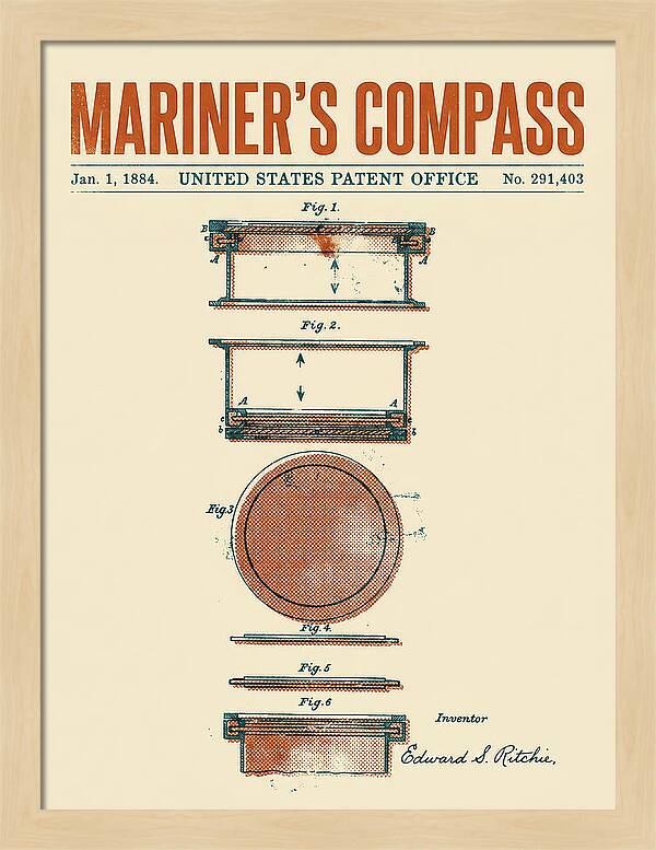 Mariner's Compass Retro Patent Us291403