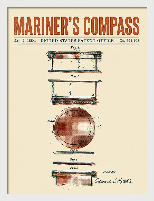 Mariner's Compass Retro Patent Us291403