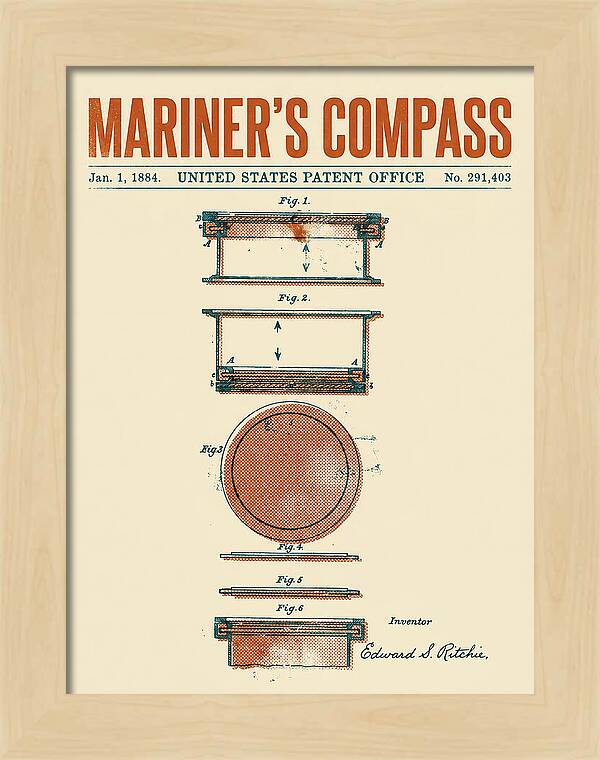 Mariner's Compass Retro Patent Us291403