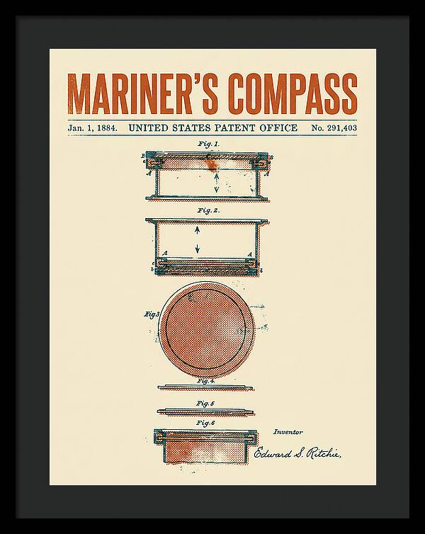 Mariner's Compass Retro Patent Us291403