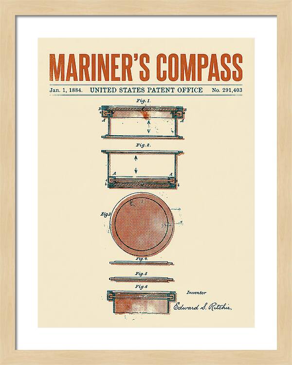 Mariner's Compass Retro Patent Us291403