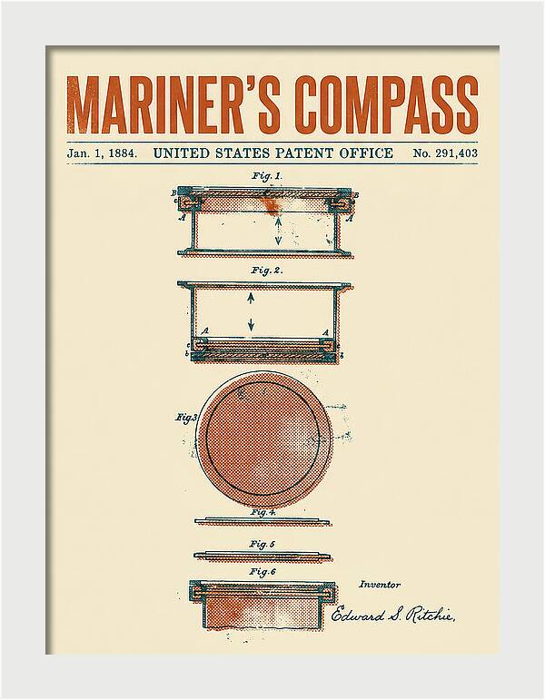 Mariner's Compass Retro Patent Us291403