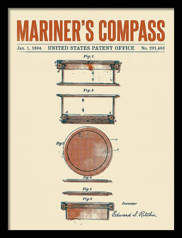 Mariner's Compass Retro Patent Us291403