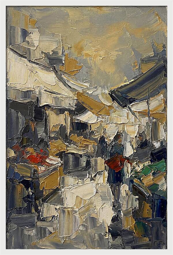 Marketplace Scene In Palette Knife Style
