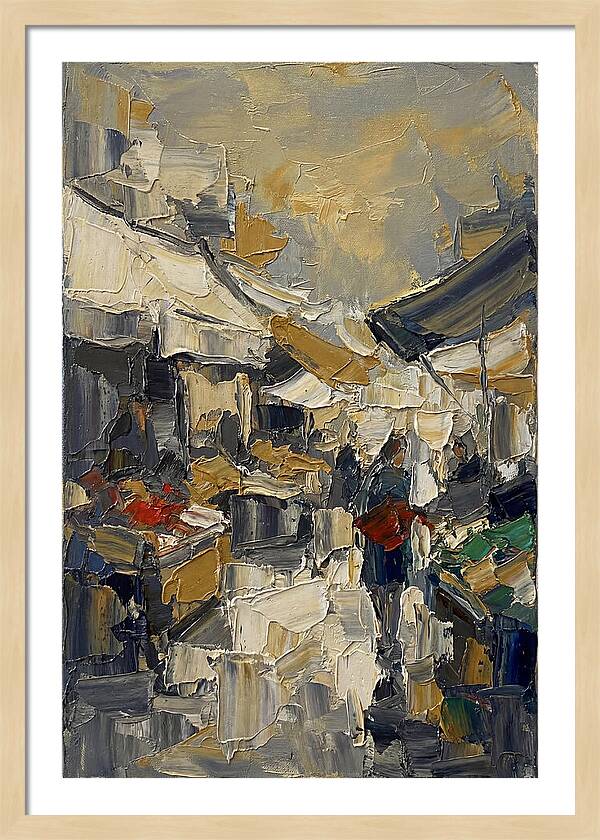 Marketplace Scene In Palette Knife Style