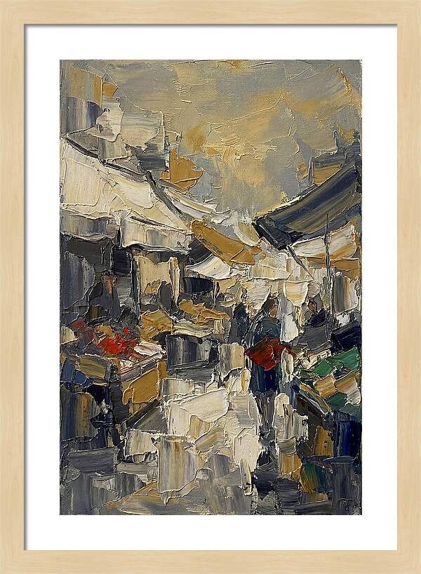 Marketplace Scene In Palette Knife Style
