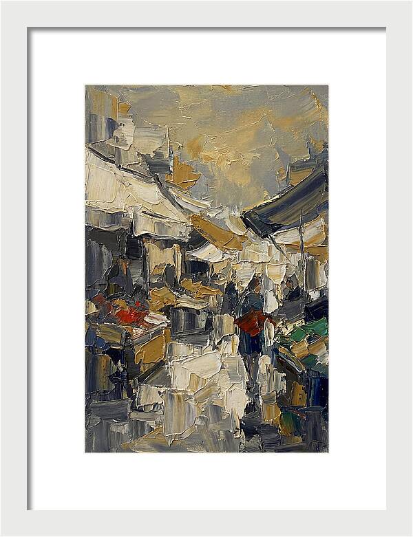 Marketplace Scene In Palette Knife Style