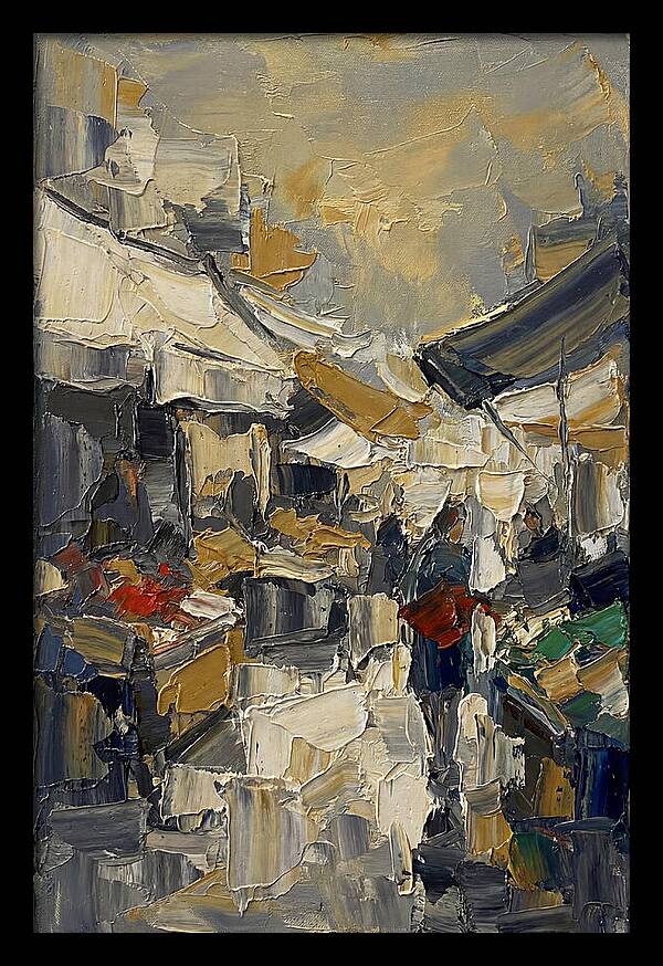 Marketplace Scene In Palette Knife Style
