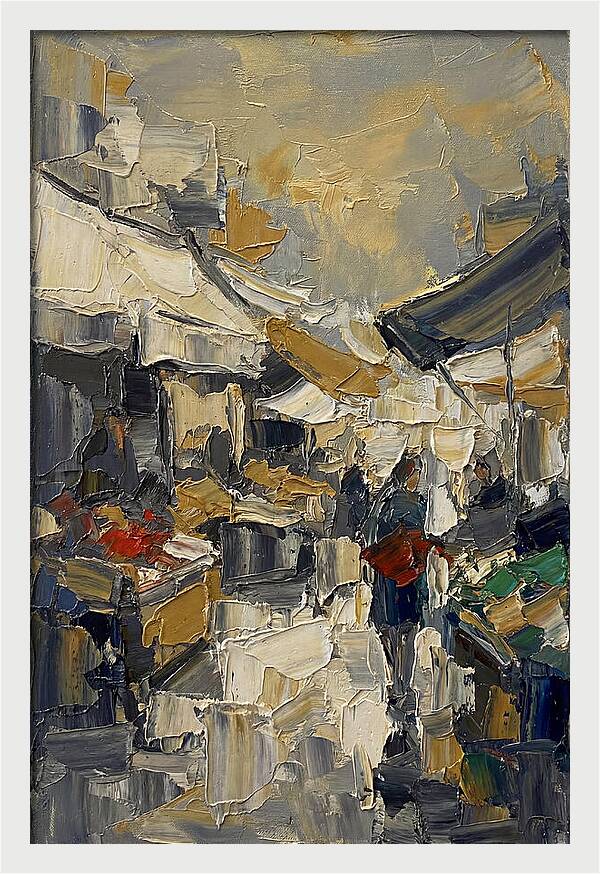 Marketplace Scene In Palette Knife Style