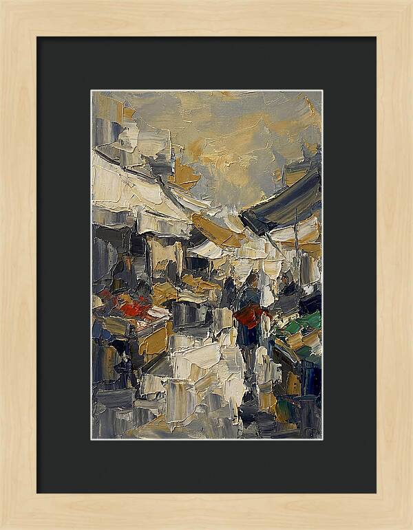 Marketplace Scene In Palette Knife Style