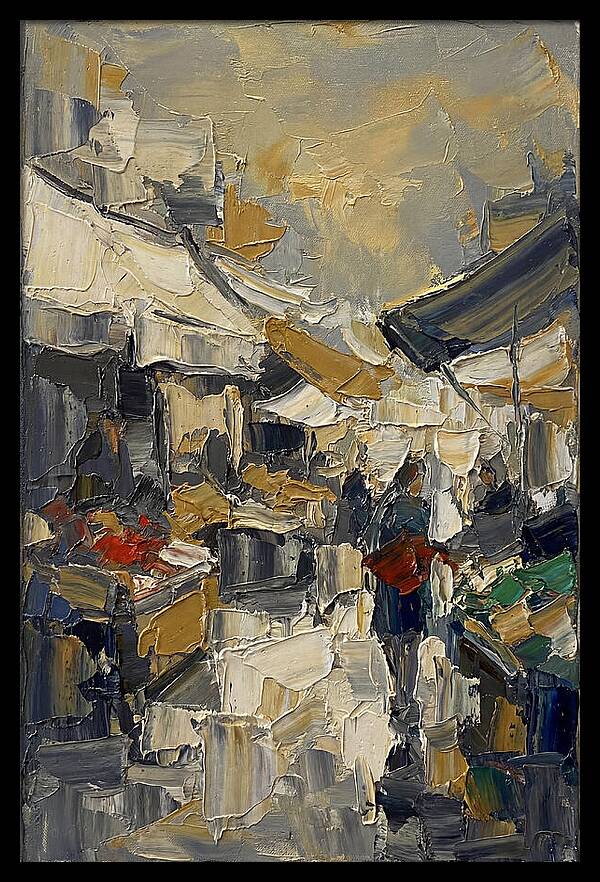 Marketplace Scene In Palette Knife Style
