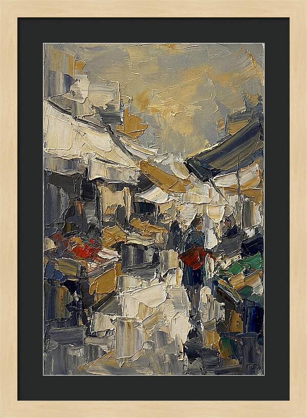 Marketplace Scene In Palette Knife Style