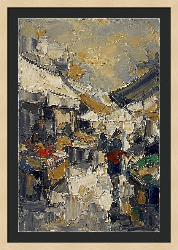 Marketplace Scene In Palette Knife Style