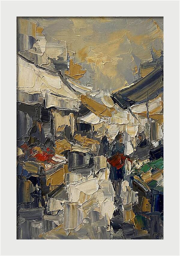 Marketplace Scene In Palette Knife Style