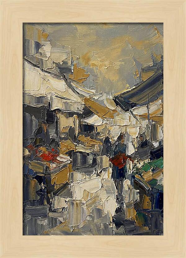 Marketplace Scene In Palette Knife Style