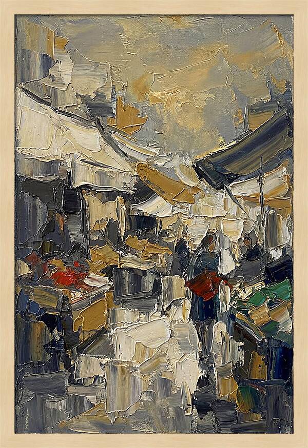 Marketplace Scene In Palette Knife Style