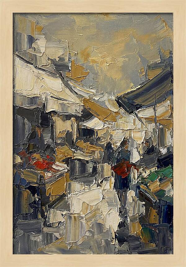 Marketplace Scene In Palette Knife Style