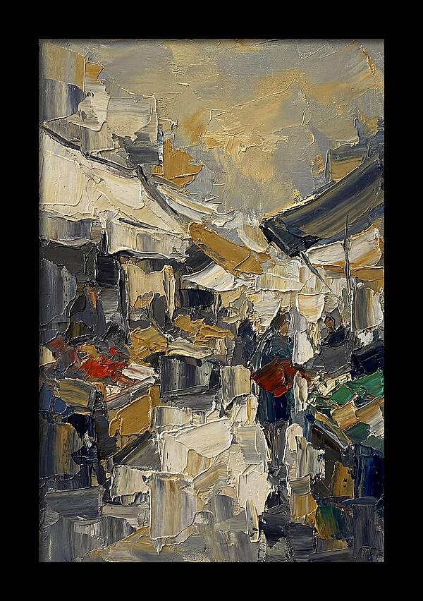 Marketplace Scene In Palette Knife Style