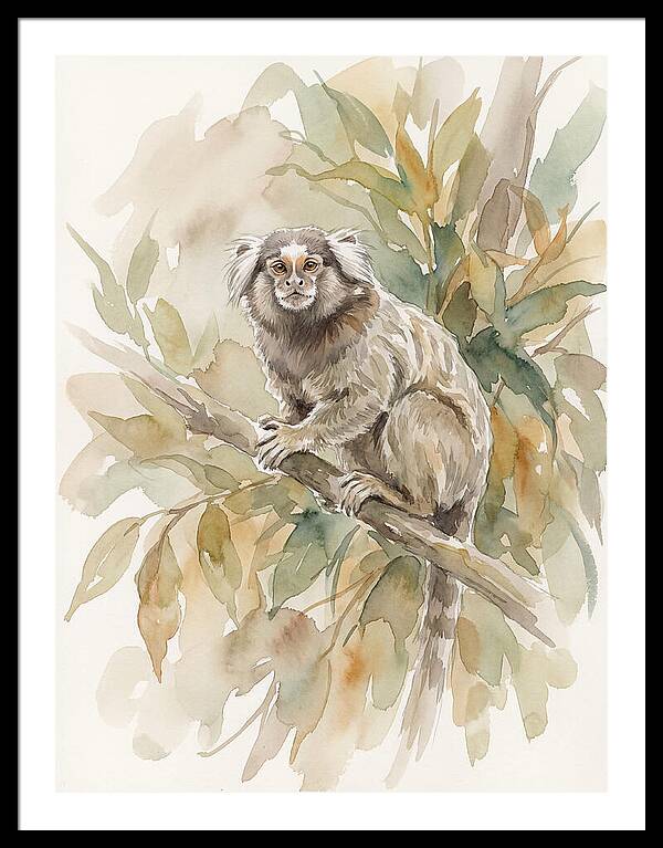 Marmoset Among Leaves