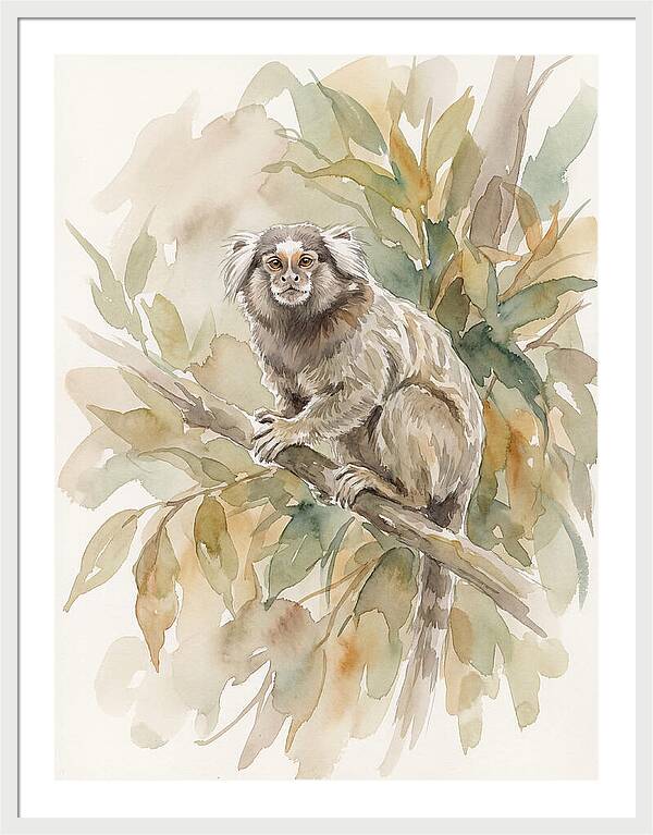Marmoset Among Leaves