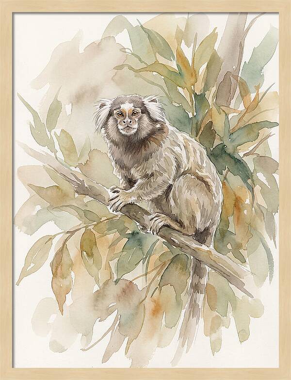 Marmoset Among Leaves